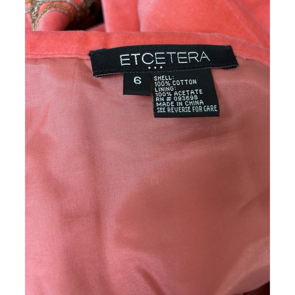 Etcetera Coral Velvet Skirt Size 6 Jeweled Embellished Fit Flare Party Chic - Picture 5 of 6